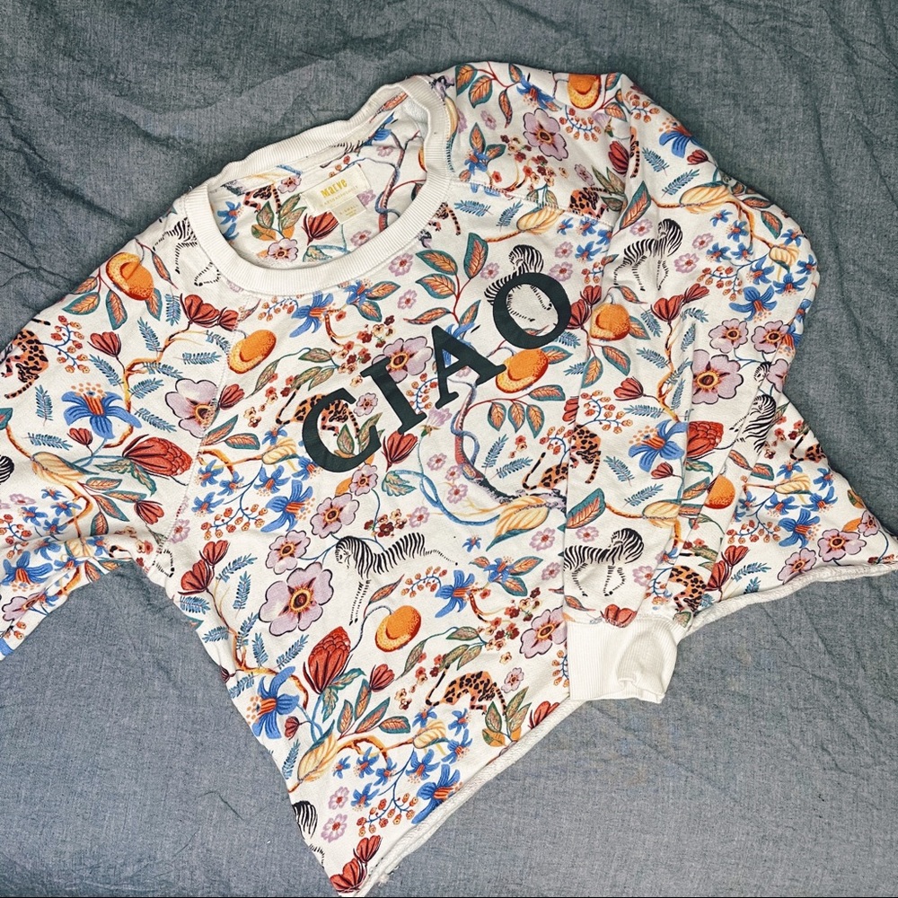 Anthropologie Maeve CIAO floral sweatshirt